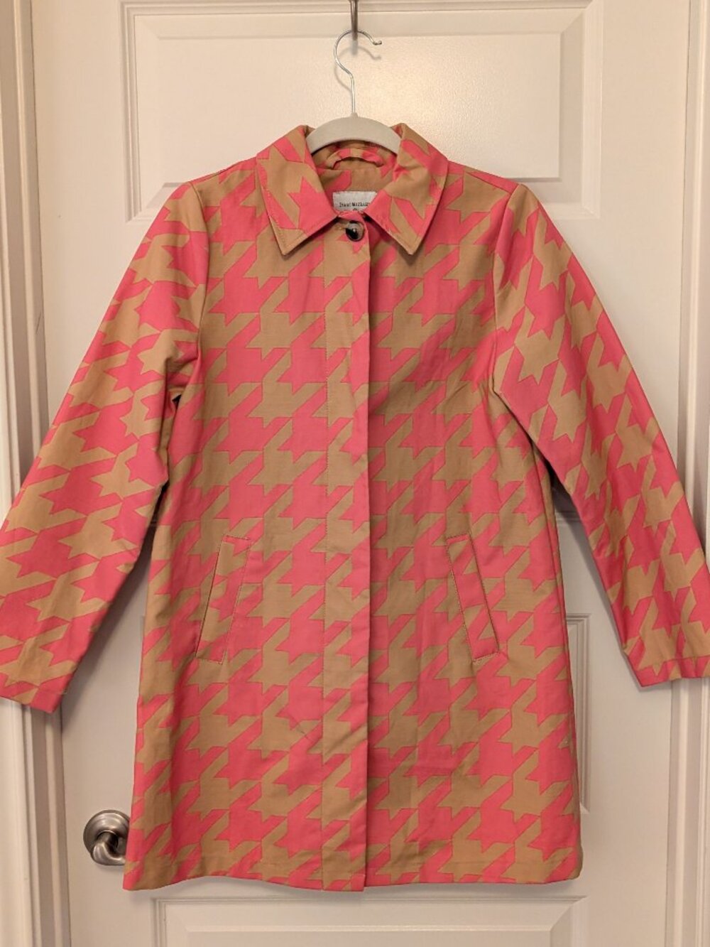 Isaac Mizrahi for Target 20th Anniversary Houndstooth Coat | XS | Pink & Tan - Picture 2 of 8